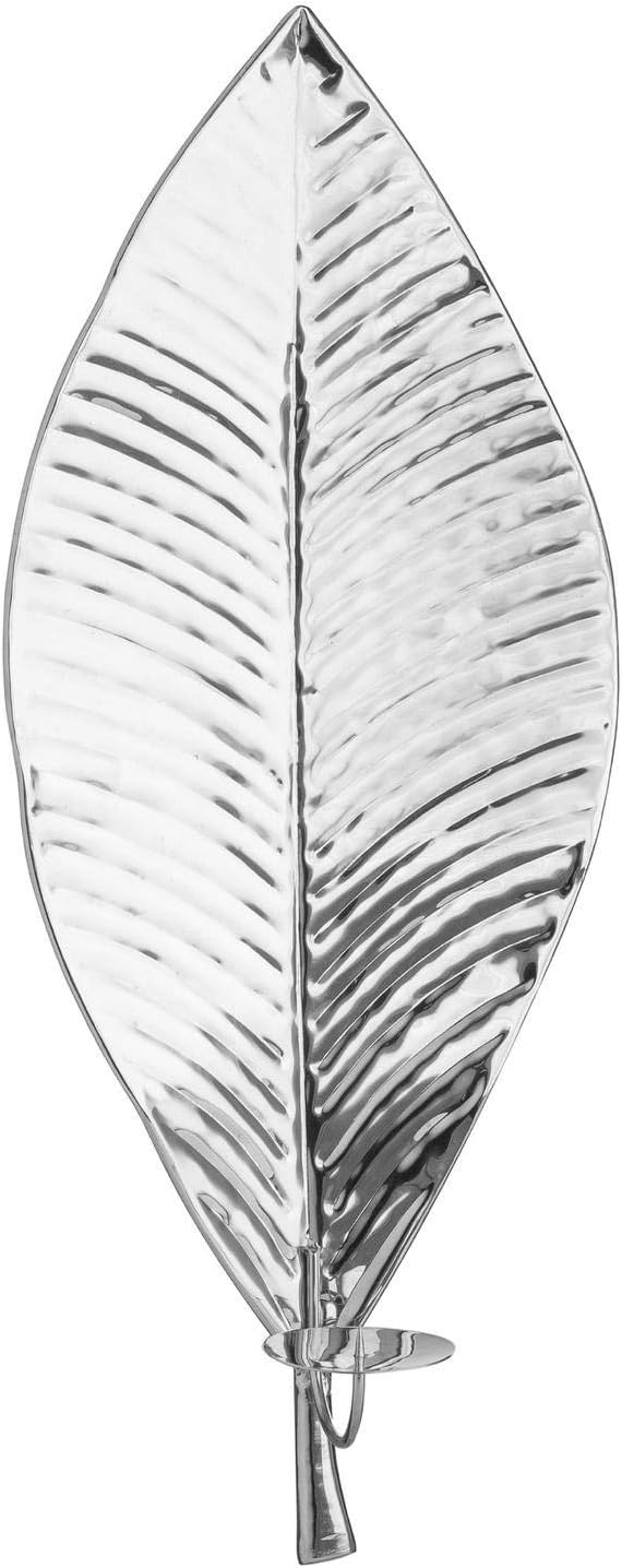 Hill 1975 Large Silver Leaf Wall Hanging Candle Holder, Metal, Multi-Colour, One Size