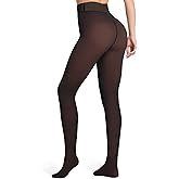 Unesmaro Women's Thermal Fleece Lined Tights, Translucent Skin Tone Pantyhose Style Leggings for Winter Warmth