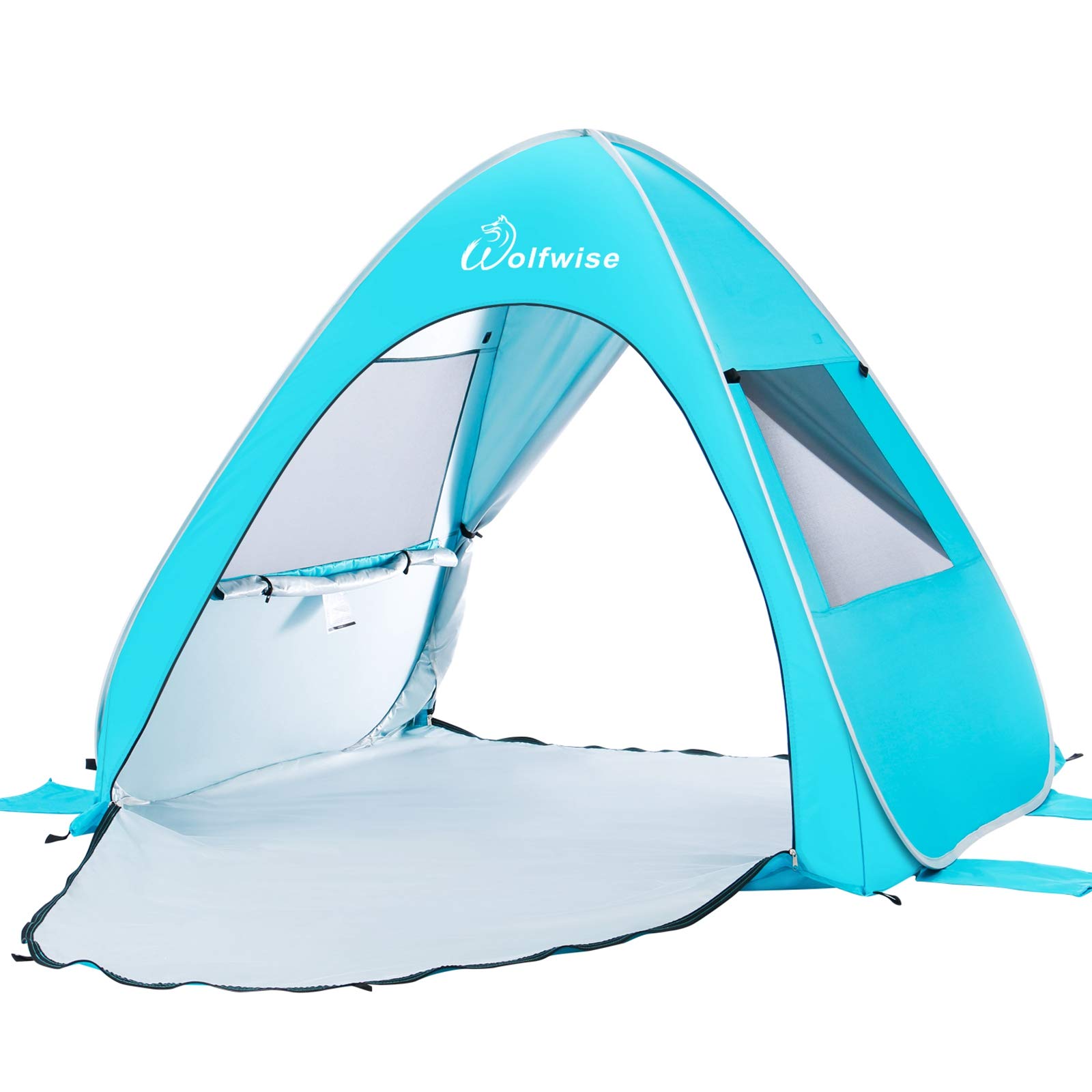 Wolfwise UPF50+ Pop up Beach Tent, Instant Easy Setup Popup Beach Shade Canopy for 2-3 Person, Sun Shelter with UV Protection, Portable with Carring Bag, 160x140x125 cm(63 ×55×49 in), Blue — image 1