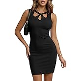 Pink Queen Women's Sleeveless Tank Mini Dress Sexy Bodycon Cutout Cocktail Party Club Ribbed Dresses 2026
