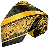 Gold and Black Silk Tie and Pocket Square Paul Malone Red Line