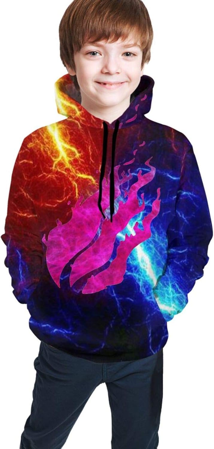 LOSIAN 3D Printed Children's Preston Fire Nation Playz Gamer Flame Pullover Hoodie Sweatshirt for Girls/Teen/Kid's/Boys: Clothing