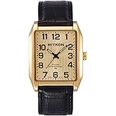 Miykon Vintage Watches for Men – Classic Tank Square Analog Watch with Genuine Leather Wrist Strap, Mens Dress Watches – Japanese Quartz, Waterproof to 100ft