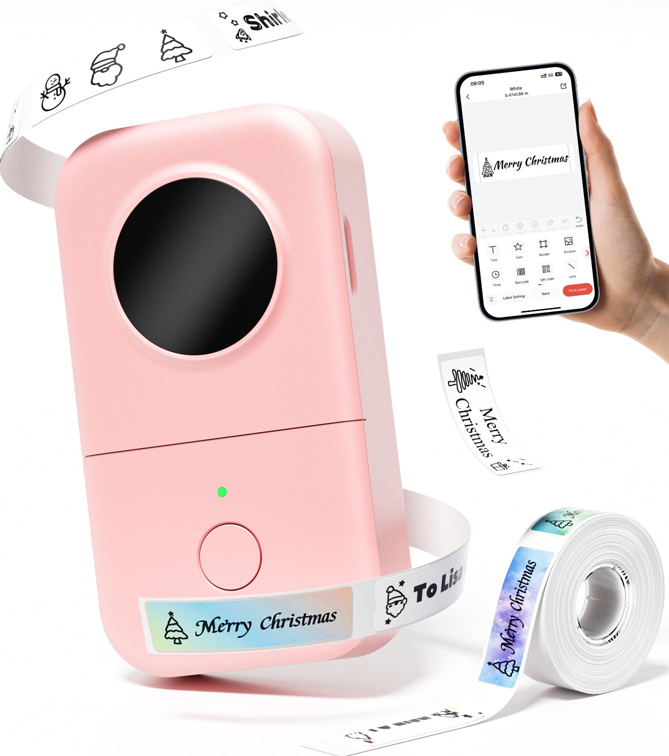 Phomemo D30 Label Maker Machine with Tape, Portable Bluetooth Label Maker Thermal Handheld Label Printer, Inkless Sticker Printer for Home Office Kitchen, Compatible With Smartphones & Tablets, Pink — image 1