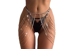 Brishow Rhinestone Body Chains Layered Crystal Waist Chain Beach Bikini Fashion Body Jewelry Accessories for Women and Girls
