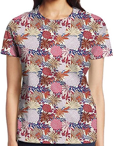WuLion Nature Fragrance and Purity Themed Tropical Botany Petals Artistic Women's 3D Print T Shirt XXL White