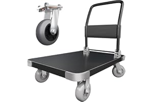 LOMIVE Steel Platform Truck Heavy Duty Flatbed Cart, 2200Lbs Push Cart Dolly, 36 x 24in Moving Flat Cart with 5'' Swivel Wheels
