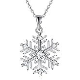 VONALA Snowflake Necklace for Women 925 Sterling Silver Snowflake Pendant Jewelry Birthday Gifts Christmas Necklace for Women