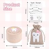 HOTUT 3D Carved Tooth Fairy Box Kit Beech Wood Keepsake with Linen Bag view 2