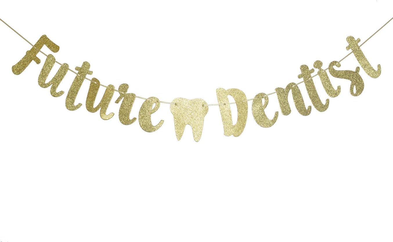 Future Dentist Glitter Gold Banner, New Dental Graduate Banner, Dental Graduation Party Decorations(Gold)