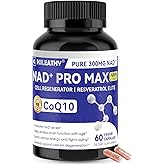 HIILEATHY NAD+ Supplement for Men and Women with Resveratrol and CoQ10 Promotes Cell Regeneration and Anti-Aging American-Made NAD+, 60 Capsules