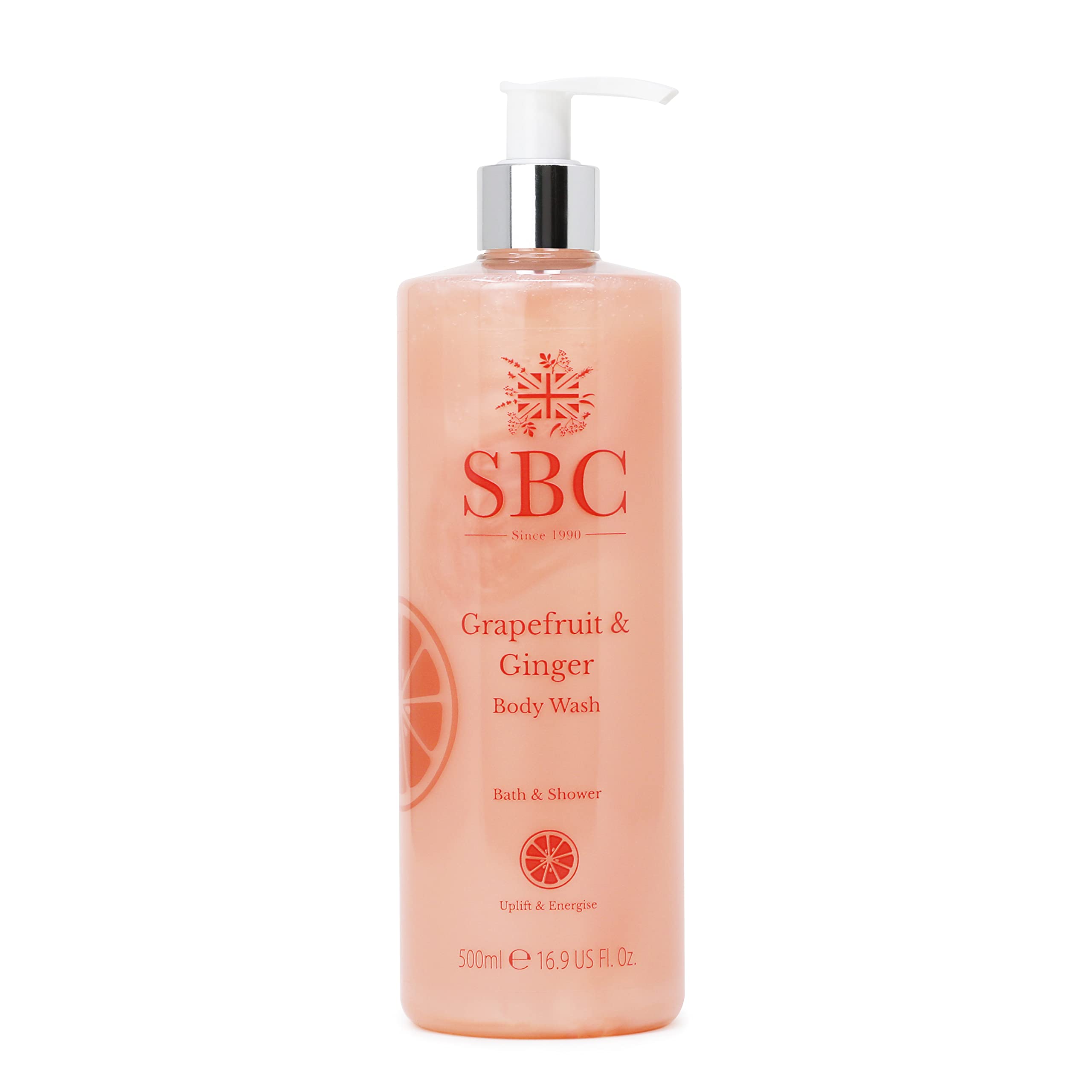 SBC Skincare Grapefruit & Ginger Body Wash - 500ml | Moisturising Body Wash For The Family | Vegan Friendly Shower Cream | Cleansing Shower Gel For Men And Women