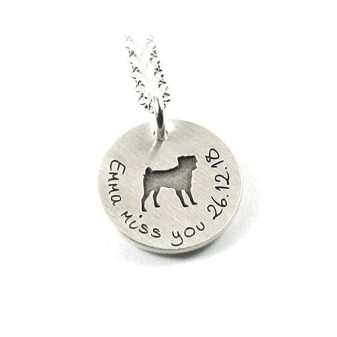 Anhänger mit Gravur & Wunsch Hunderasse Silhouette Kette 925 Silber Geschenk Andenken Hund Labrador Französische Bulldogge Ch