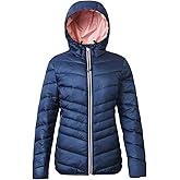 Rokka&Rolla Women's Lightweight Puffer Jacket Water-Resistant Hooded Winter Coat