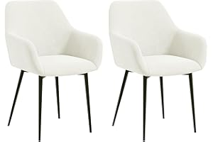 HOMCOM Dining Chairs Set of 2, Modern Velvet-Look Fabric Upholstered Kitchen Chairs with Backrest, Armrests and Steel Legs fo
