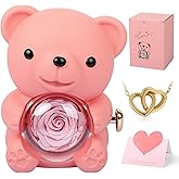 chufa Cute Teddy Bear with Preserved Rose, Real Eternal Rose in Bear with Elegant Gift Box, Romantic Keepsake for Her – Anniversary, Birthday, Valentine’s Day, Weddings & Mother’s Day (Pink)