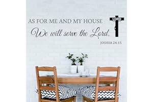 ANFRJJI Jesus and Christian Wall Decal - As for Me and My House, We Will Serve The Lord Vinyl Wall Art with Inspirational Quote - 15"x48" - PVC Removable Wall Sticker for Church and Prayer Room (balck