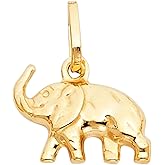 14k REAL Yellow Gold Elephant Charm Pendant - 4 Different Size Available