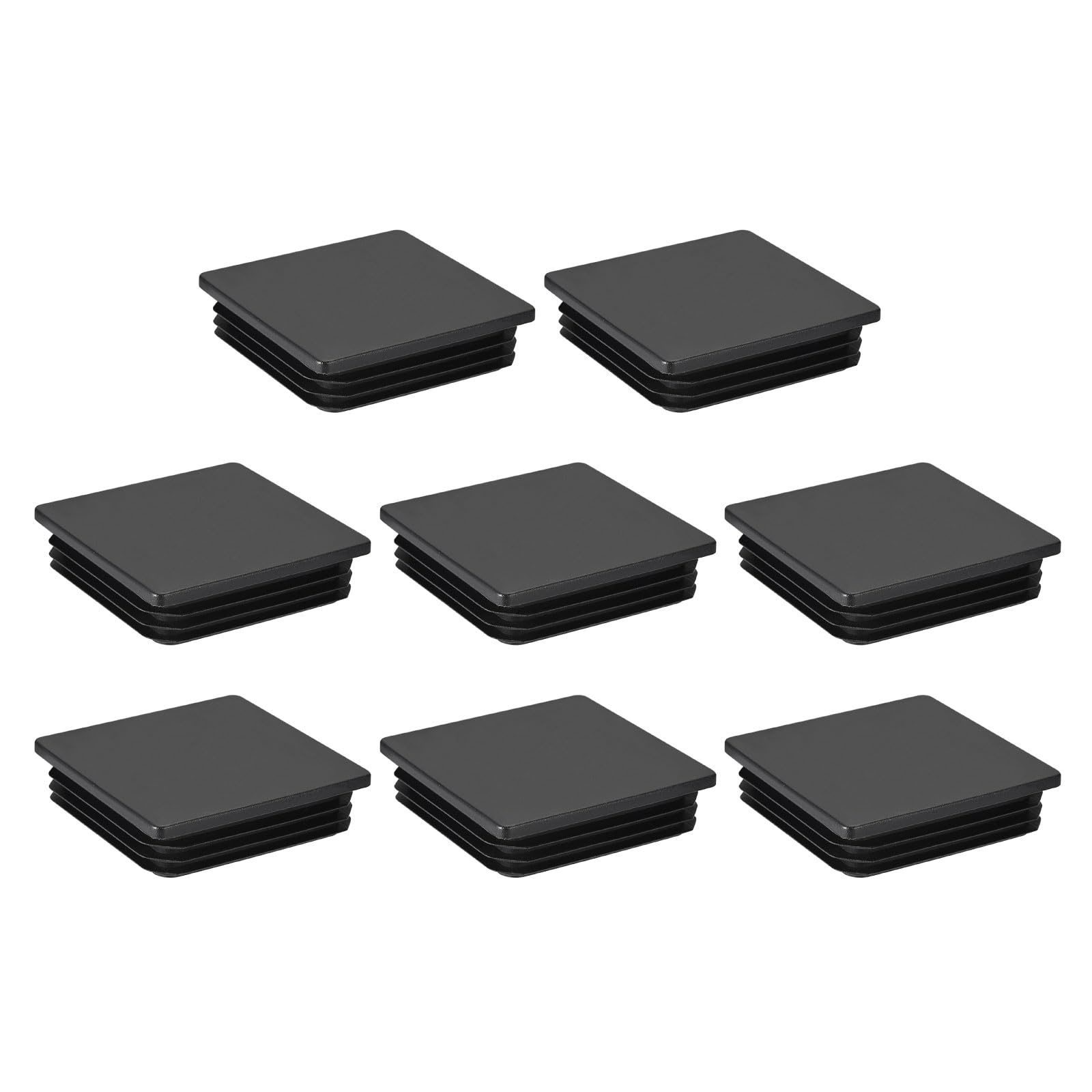 uxcell 8Pcs 65mmx65mm(2.56inch) Plastic Tubing Plug Square Post End Caps for Handrail Stair Newel Guardrail Tube Black