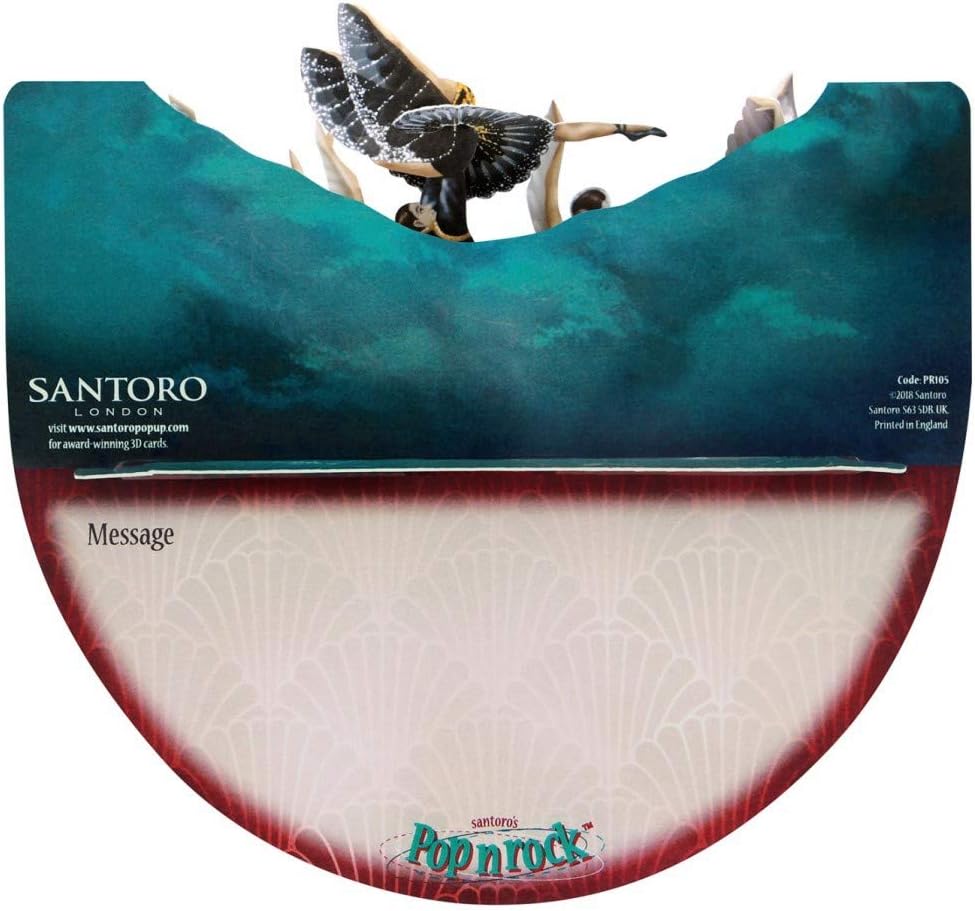 SANTORO Popnrock, 3D Pop Up Greeting Card, Swan Lake Ballet, for Her for Mum Birthday, Mothers Day, green|red - Image 3