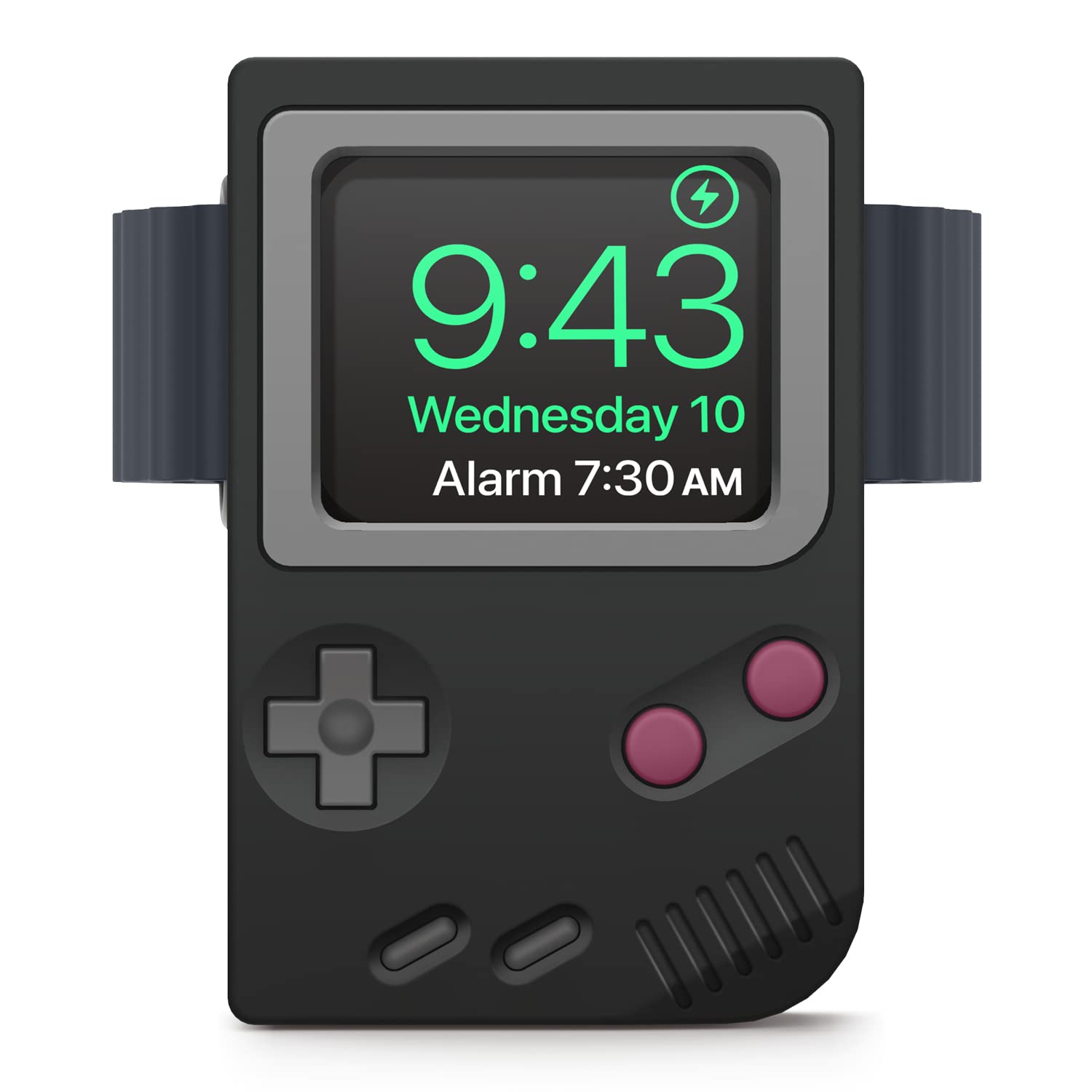 elago W5 Stand Compatible with Apple Watch Ultra3/Ultra2/Ultra,11/10/9/8/7/6/5/4/3/2/1,SE3/SE2/SE (49mm, 46mm, 45mm, 44mm,42mm) - Classic Game Console Design, Compatible with Nightstand Mode (Black)