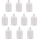 10-Piece Clear Tube Glass Globe Bottle Set with Findings - Hollow Glass Dome, Vial Pendant Charms (30x20mm Silver Crown)