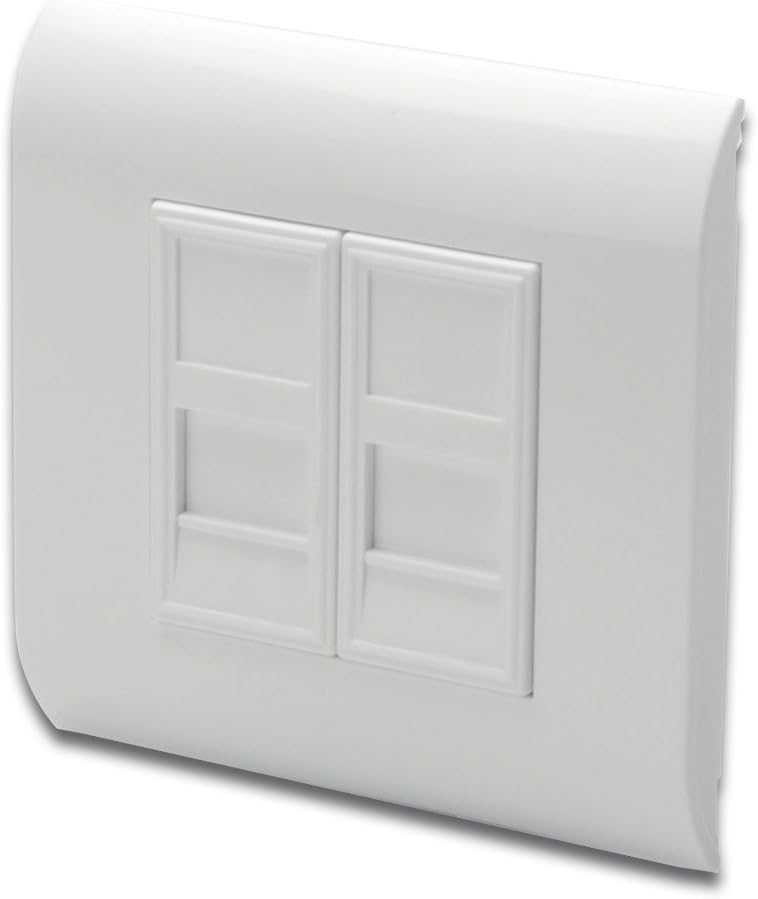 Digitus Frame + 2x Cover - 2 Port - Straight Outlet - French Layout - for Keystone Modules - White