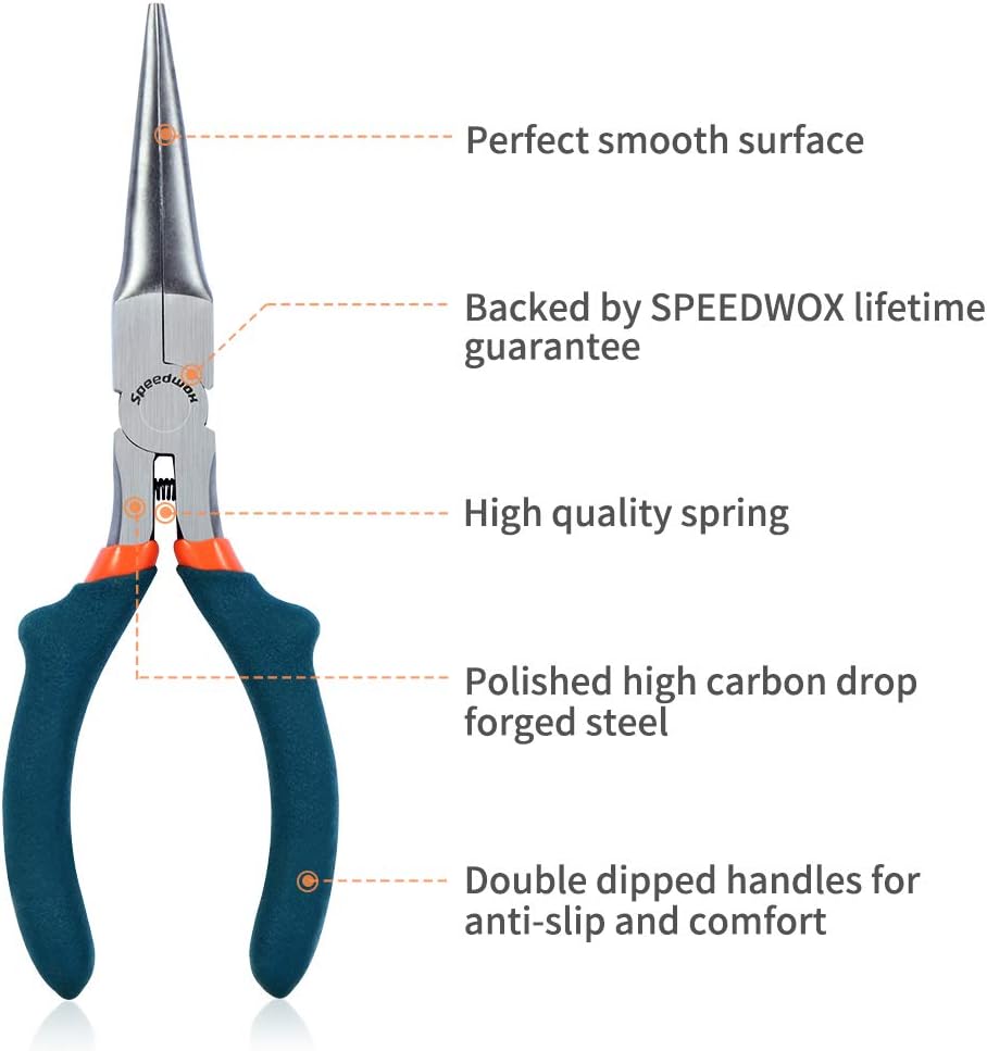 SPEEDWOX Mini Needle Nose Pliers Extra Long Smooth Jaw 6 Inches Convex Shoulder Small Long Nose Pliers Thin Micro Precision Wire Looping Fine Chain Nose Pliers Beading Tool Hobby Craft DIY Supplies - Image 3
