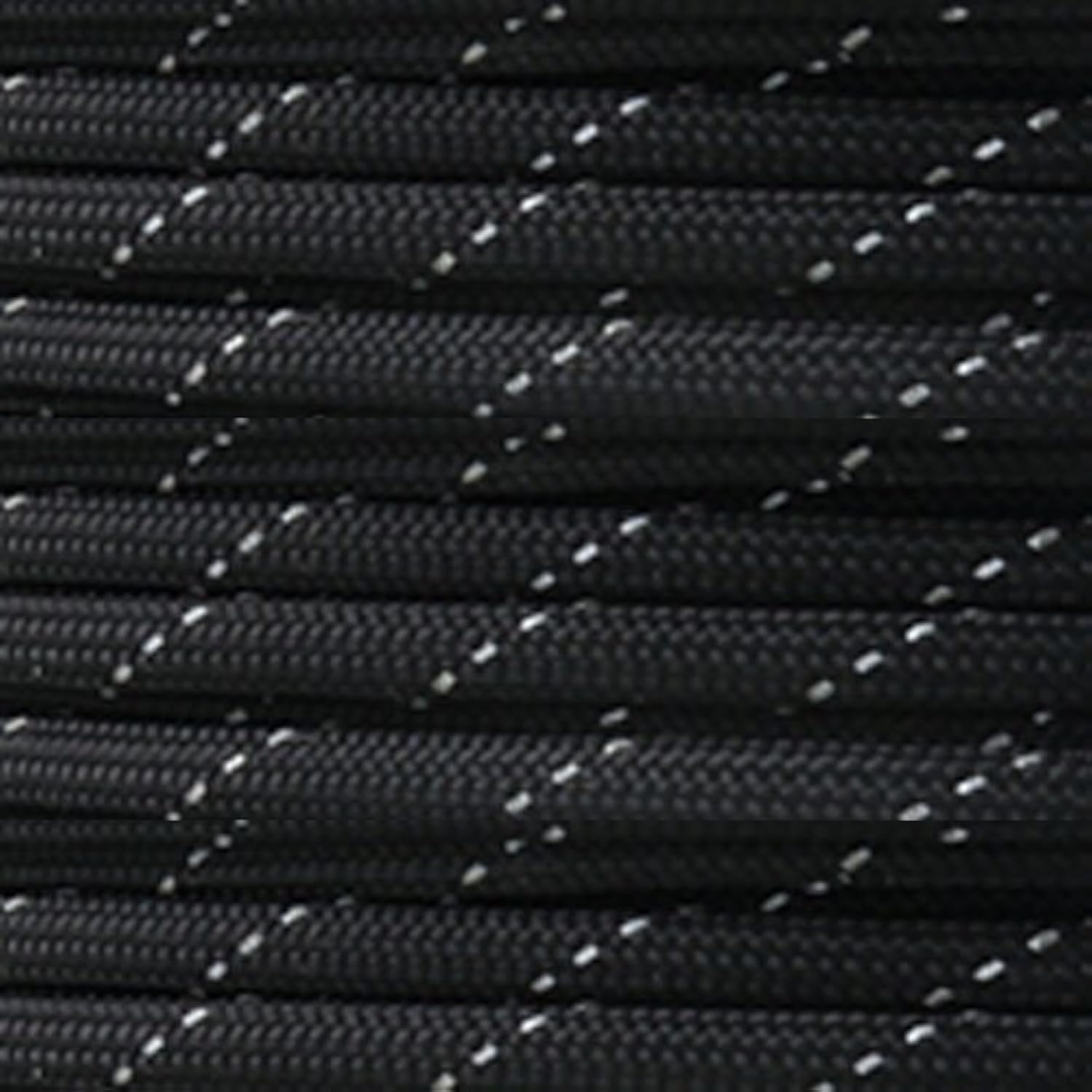 PARACORD PLANET Reflective Paracord Made of 100% Nylon with 7 Inner-Core Strands Available in 10, 25, 50, 100 Foot Lengths That is Made in The USA (Reflective Black, 100 Feet)