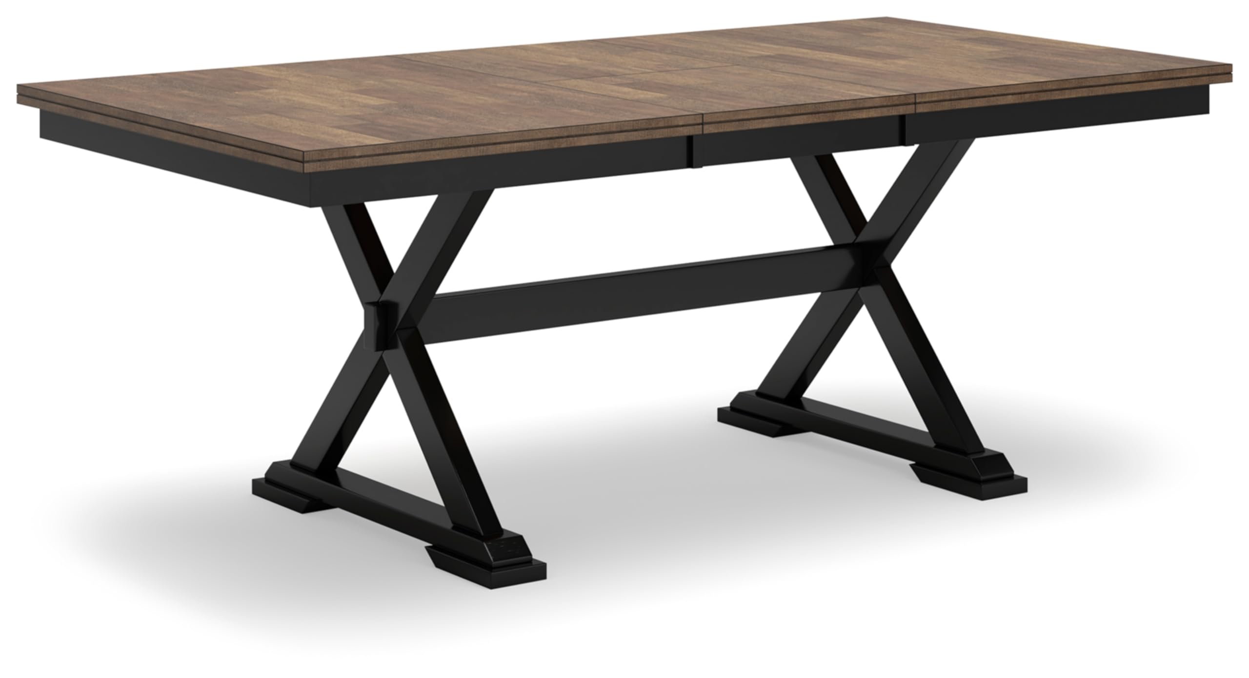 Photo 1 of ** box was opened, unknown of missing parts**Signature Design by Ashley Wildenauer Farmhouse Dining Extension Table with Self-Storing Butterfly Leaf for 6-8 People, Black & Dark Brown