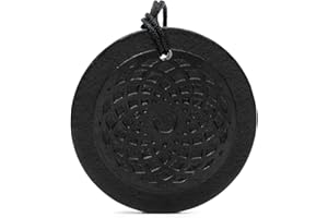 RUMINERAL Shungite 3D Engraved Pendant Circle with Cord - Authentic Healing Stone for Chakra and Energy Balancing - Flower of Life