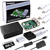 GeeekPi Starter Kit for Raspberry Pi 4-64GB Edition, Case with PWM Fan, 5V 3.6A 18W Power Supply with ON/Off Switch, Cables (