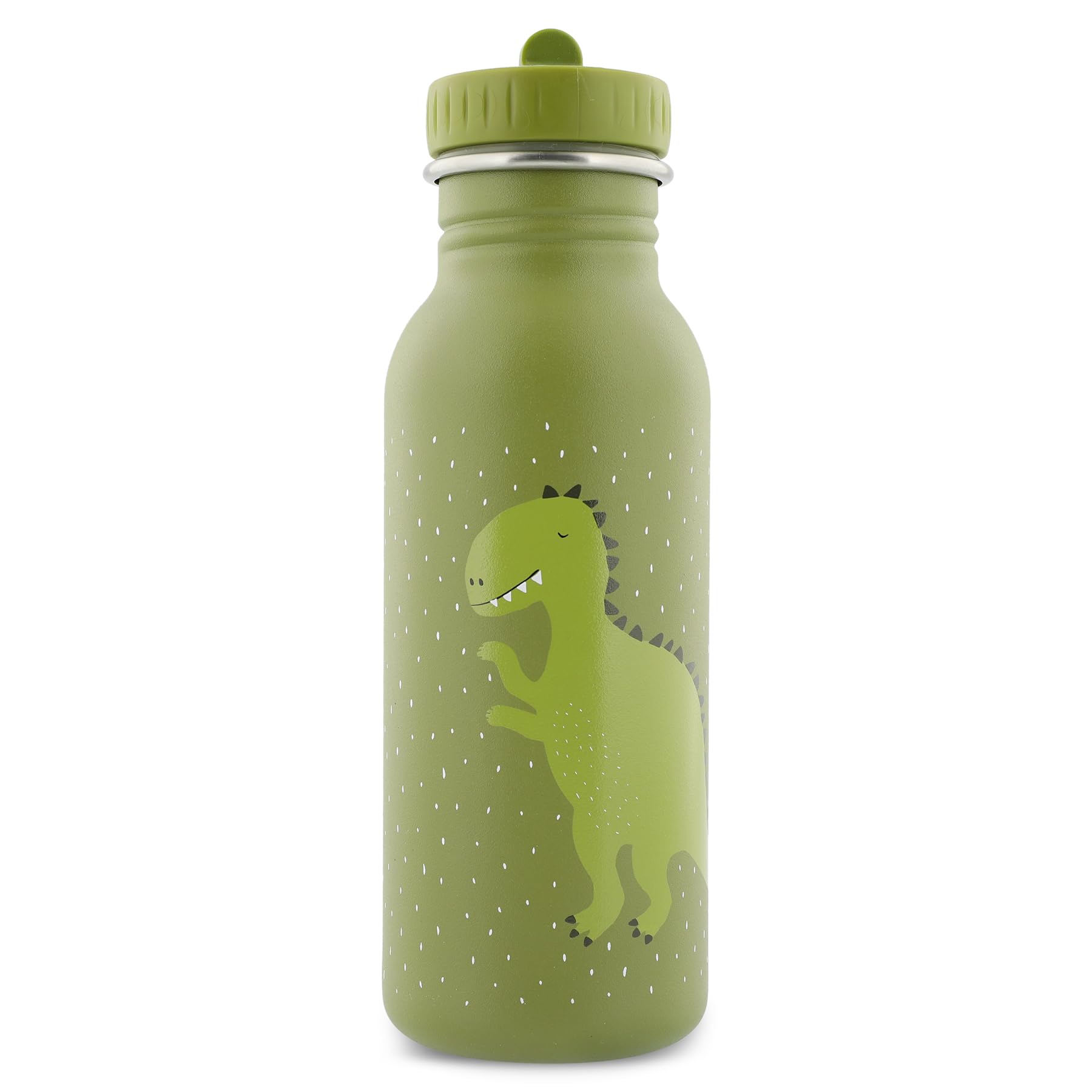 Trixie Drinking Bottle - Mr. Dino - 500ml Stainless Steel Water Bottle for Kids - Green - Leakproof - Eco-Friendly and BPA-Free
