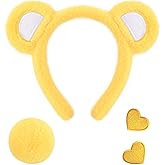 Clovilet 3 Pcs Bear Cosplay Set Bear Headband Tail &Iron-On Patch Accessory Set for Animal Costume (Yellow)