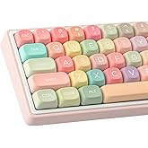 PBT Keycaps 126 Keys MOA Profile Cute Keycap Dye-Sublimation Rainbow Candy Keycaps Set Custom Keycap for Cherry Gateron MX Sw