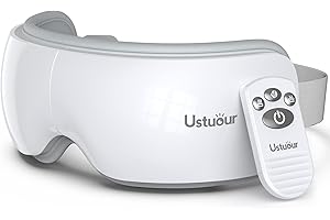 Ustuour Christmas Gifts Eye Massager with Heat, Music Birthday Gift Heated Massager for Migraines, Ideal Gifts for Women/Men, Eye Mask Improve Sleep Reduce Eye Strain Dry Eye (White+Remote Control)