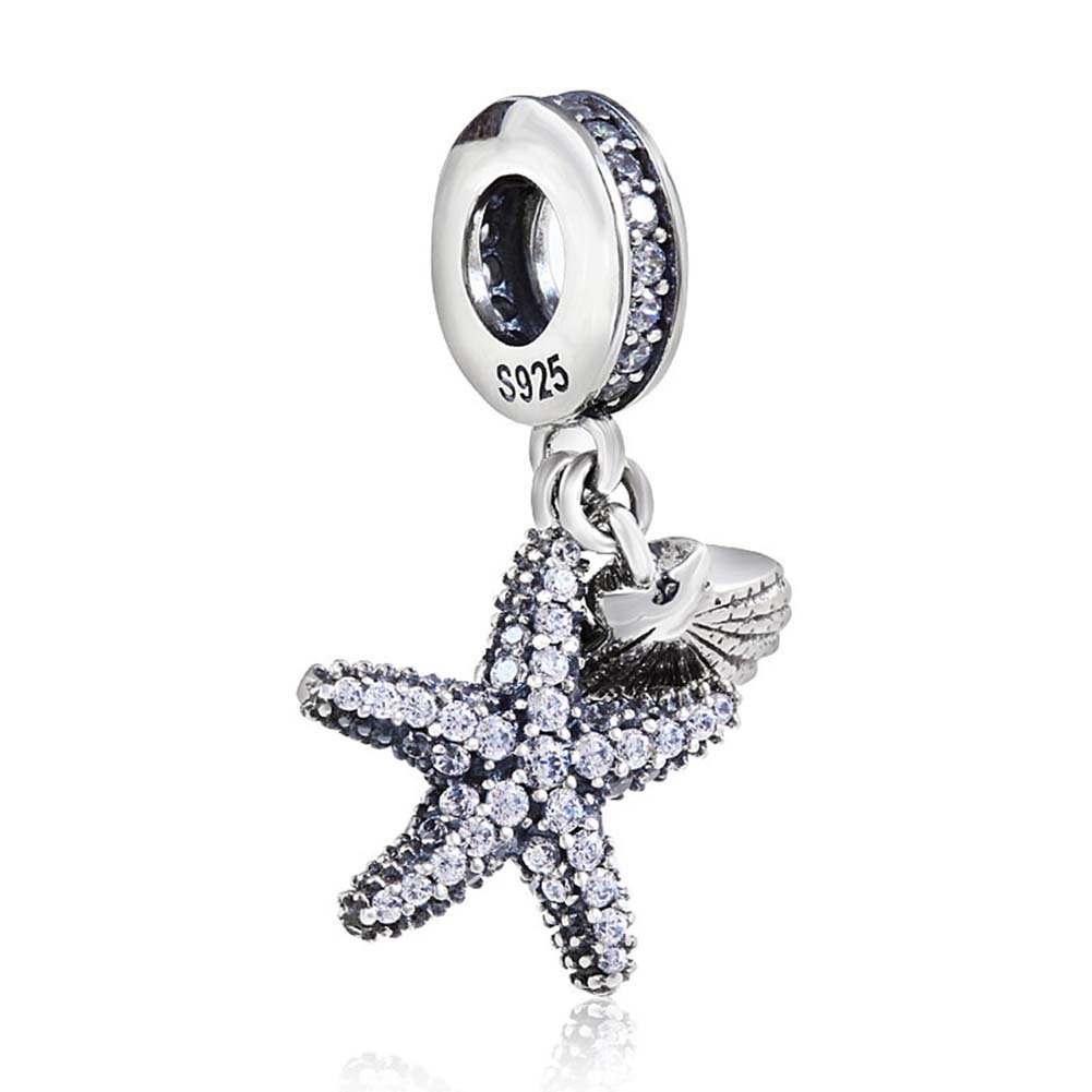 Starfish Charm 925 Sterling Silver Shell Charm Ocean Sea Charm Animal Charm Star Charm Anniversary Charm for Pandora Charms Bracelet