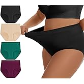GAI YI Women's High Waisted Shapewear Underwear, Plus Size Tummy Control Full Coverage Briefs Panties for Ladies 4 Pack