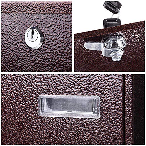Ampersand Shops Professional Wall Mounted Lockable Mailbox with Lock and Key Secure Mail Dropbox Comment Box Classic Glossy Brown (12-4/5" x 9-2/5" x 3-3/4") - Thumbnail 5