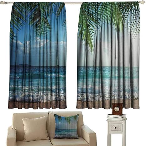 Amazon Co Jp ヤシの木の装飾 プリントカーテン 珍しい色合いの木 太陽のフレア カリフォルニア風 アートプリント プライバシー保護 ダークパープルピンク 55 Wx72 L ホーム キッチン