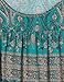 Vinmatto Women's Scoop Neck Pleated Blouse Top Tunic Shirt(XL,Multi Green Blue)
