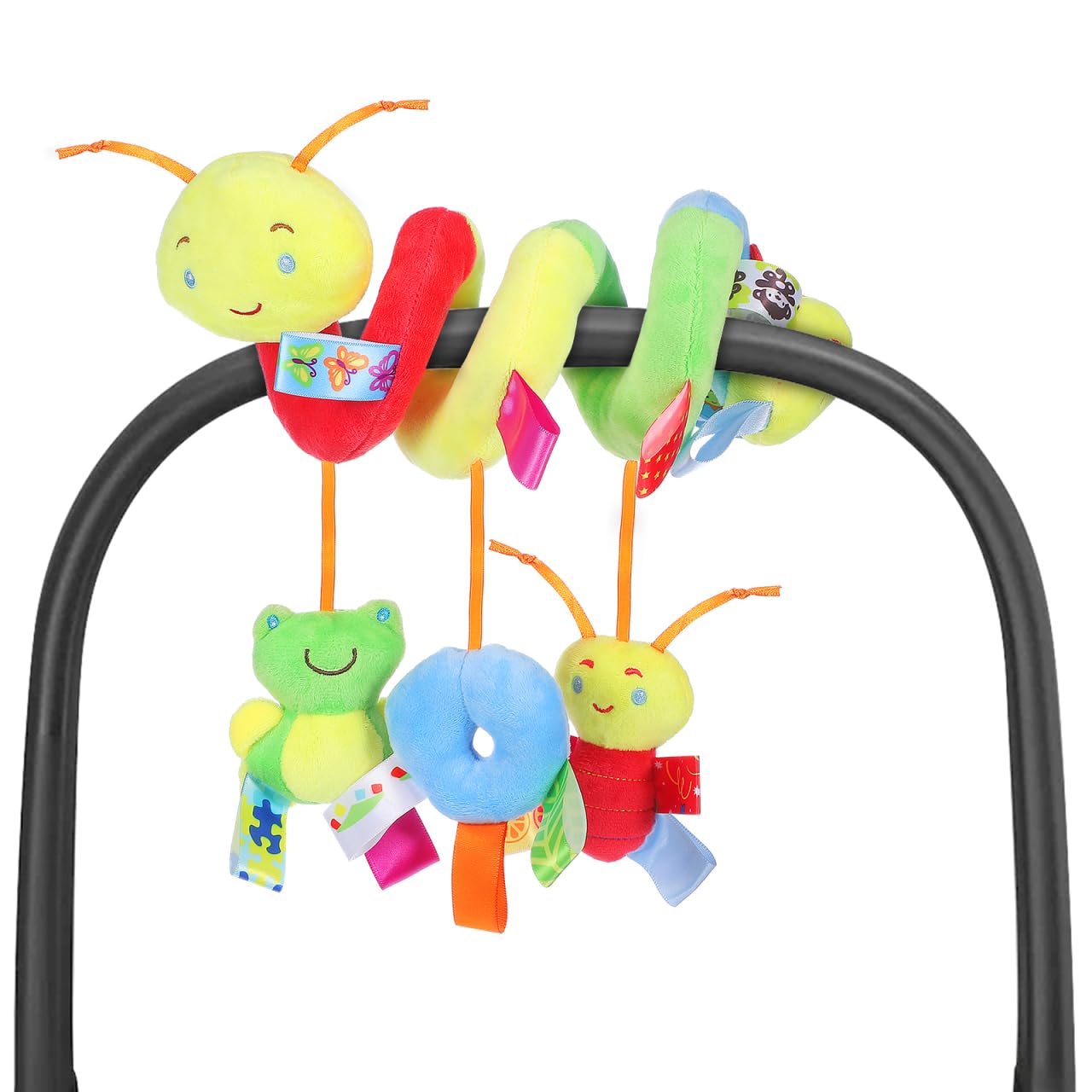 Gadpiparty Baby Spiral Activity Toy - Hanging Crib Rattles with Ringing Bell for Newborns - Soft Sensory Stroller Toy for Car Seat, Cot & Pram - Infant Early Development Gift