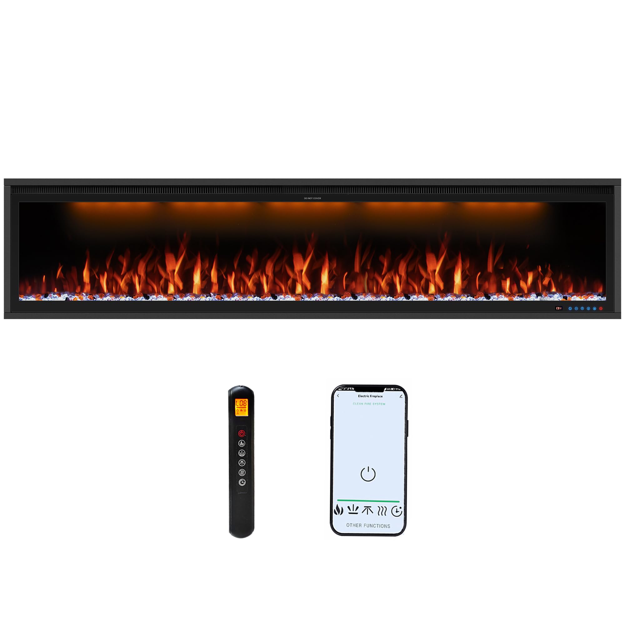 Photo 1 of *MINOR DAMAGE - USED*
Benrocks 74'' Slim Electric Fireplace Inserts - WiFi-Enabled, Alexa & App Control, Recessed & Wall Mounted, 13 * 13 * 3 Flame Color Combinations, 750W/1500W, Black