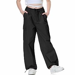 Rolanko Parachute Pants for Girls Baggy Y2K Cargo