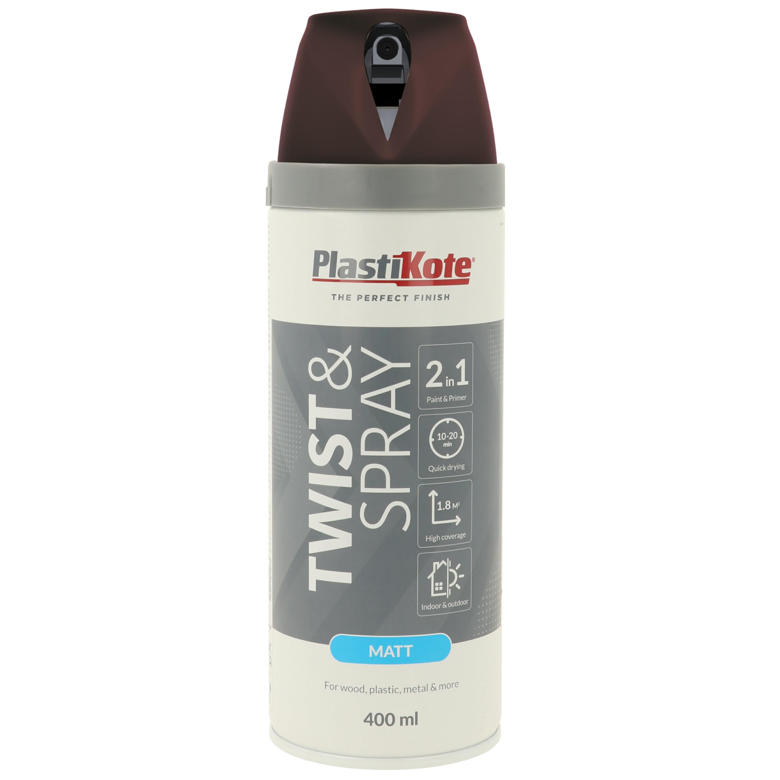 Plasti-kote 23106 400ml Premium Spray Paint - Matt Chocolate