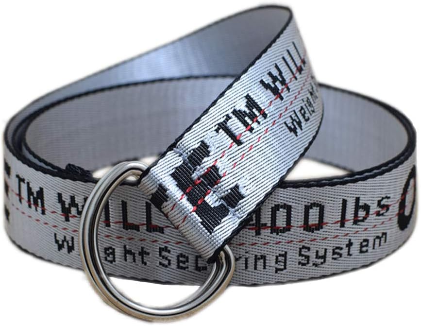 Fashion Unisex Embroidery Belt Casual Extra Long Canvas Belt for Jeans Shorts Trousers with Double D-Ring Buckles