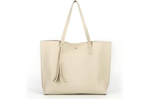 Nodykka Women Tote Bags Top Handle Satchel Handbags PU Faux Leather Tote Bag with Tassel Shoulder Purse