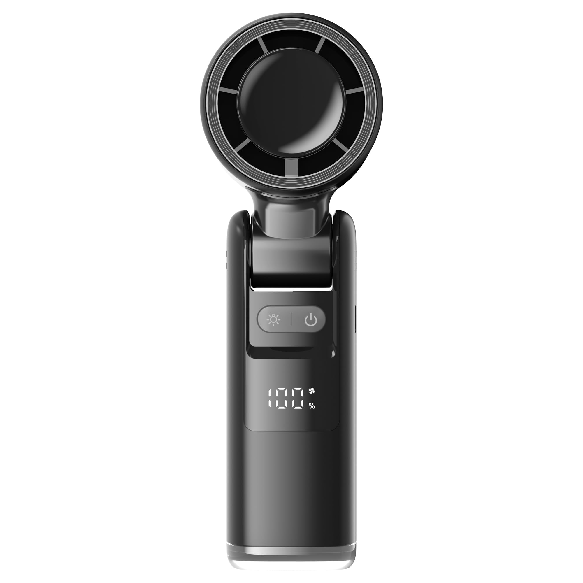 Lerat Portable Handheld Turbo Fan, 5 High-Speed Wind, Battery Operated, Up to 12H Runtime, 3 IN 1 Hand Fan with LED Display & Flashlight, Personal Cooling Fan for Travel, Outdoor, Beach Essentials
