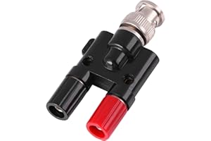 BNC to 4mm Banana Plug Adapter, Male BNC Plug to Twin 4mm Terminals with Red and Black Sockets, for Oscilloscope and Test Equ