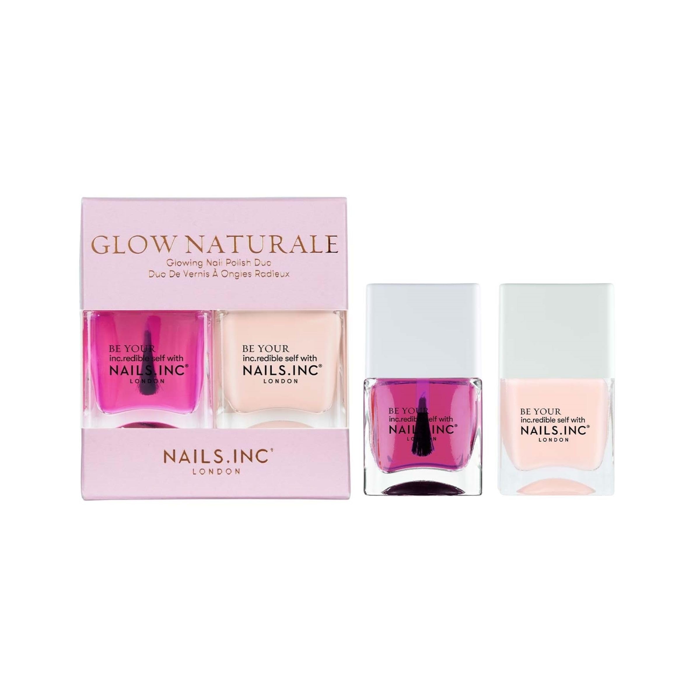 Nails Inc Glow Naturale Nail Polish Duo, Long Lasting, Glow Enhancing Nail Colors, Easy Manicure Look, Cruelty Free, Vegan, 21 Free Formula, Glowing My Way, Got Me Glowing, 2 Piece Set — image 1